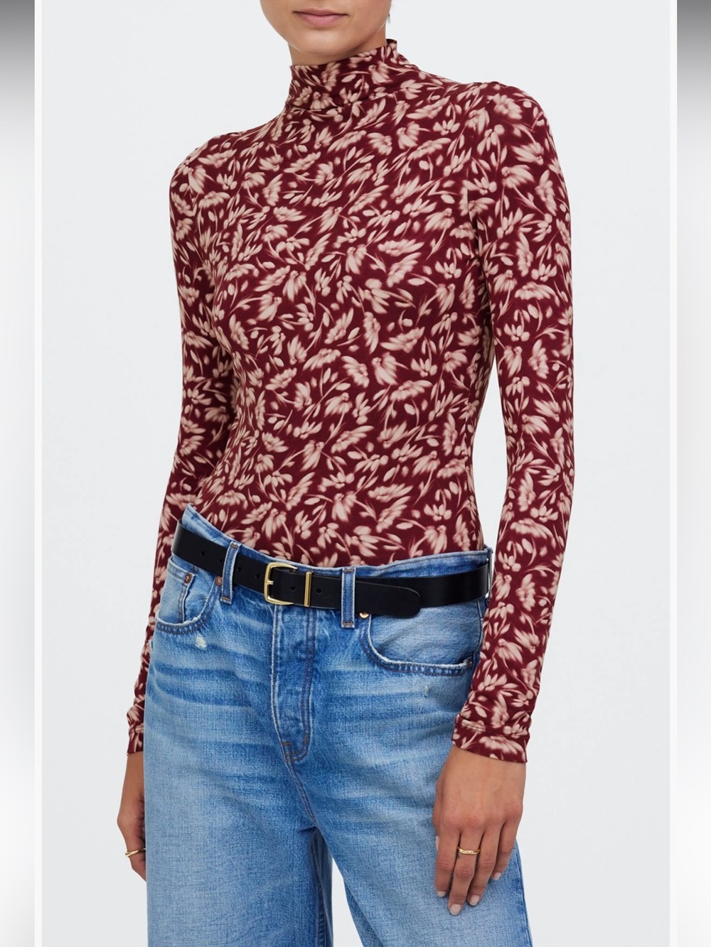 MADEWELL Floral Long Sleeve Mock Neck T-Shirt